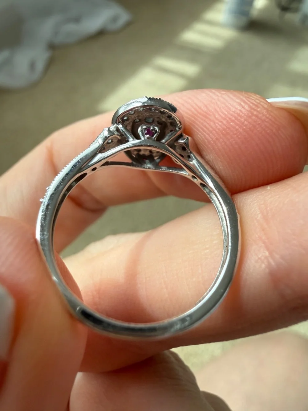 10K Gold Diamond Halo Ring Teardrop Cluster Elegant Ring - Picture 7 of 8